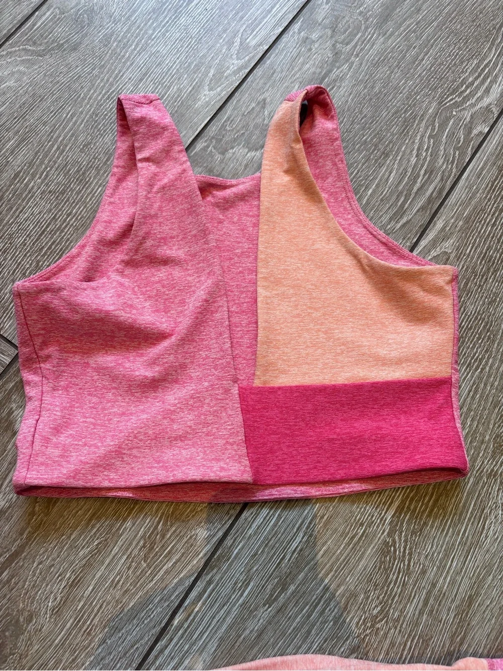 Outdoor Voices Pink Colorblock Leggings (L) with Matching Crop (M)